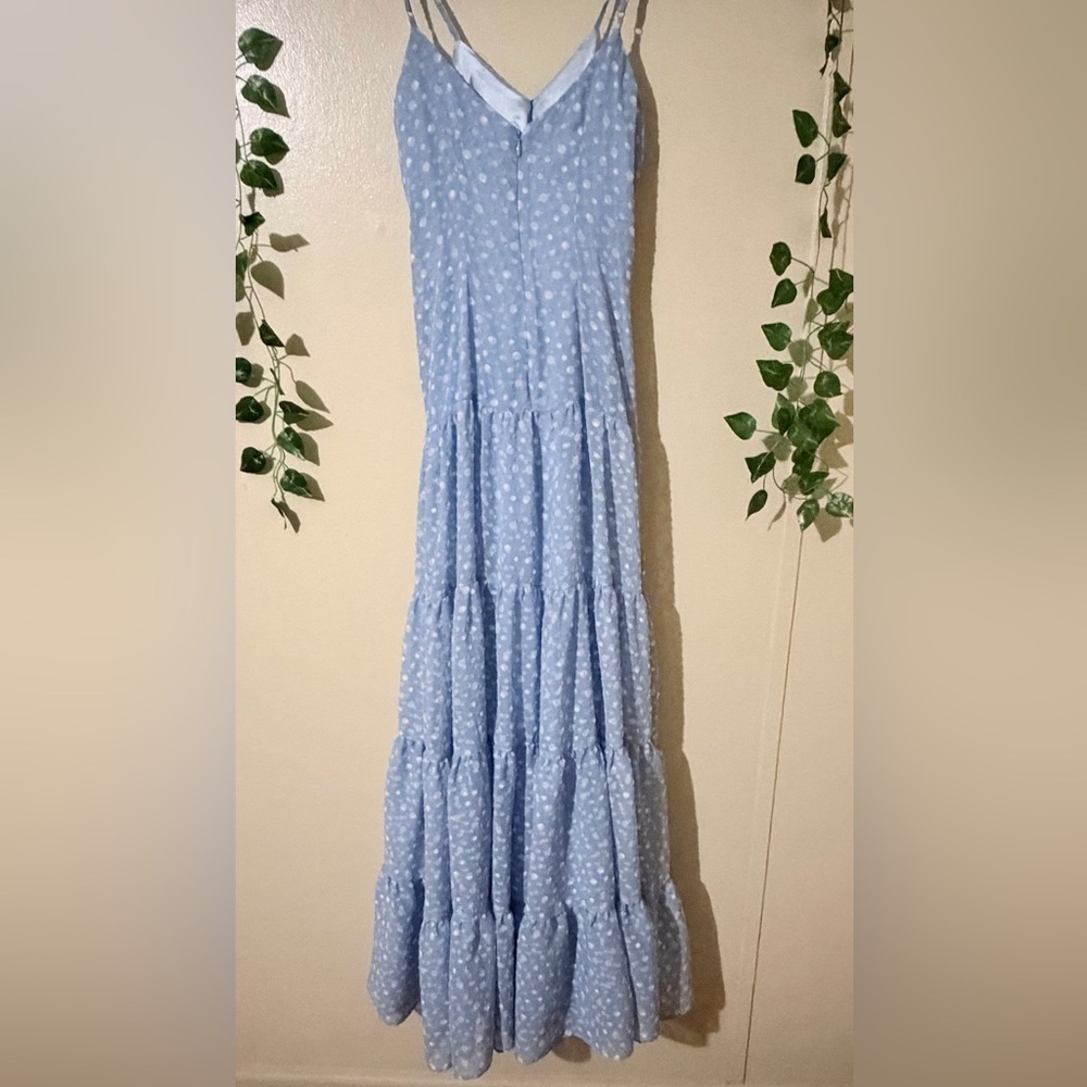 Alex Marie Sky Blue Tiered Maxi Dress with Tie Waist - Picture 7 of 11